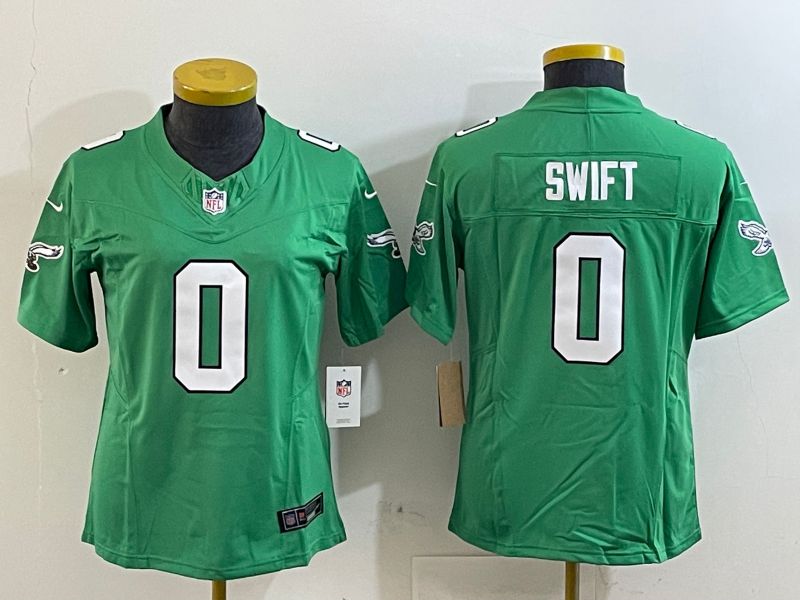 Youth Philadelphia Eagles 0 Swift Green three generations 2025 Nike Vapor Limited NFL Jersey style 1